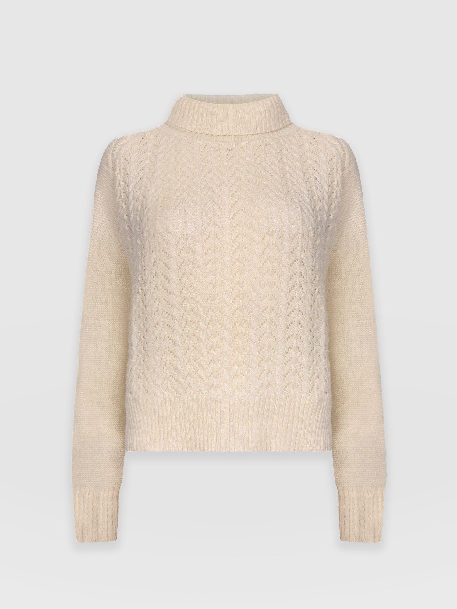 Glen Cable Knit Jumper Cream - Women's Jumpers | Saint + Sofia® UK