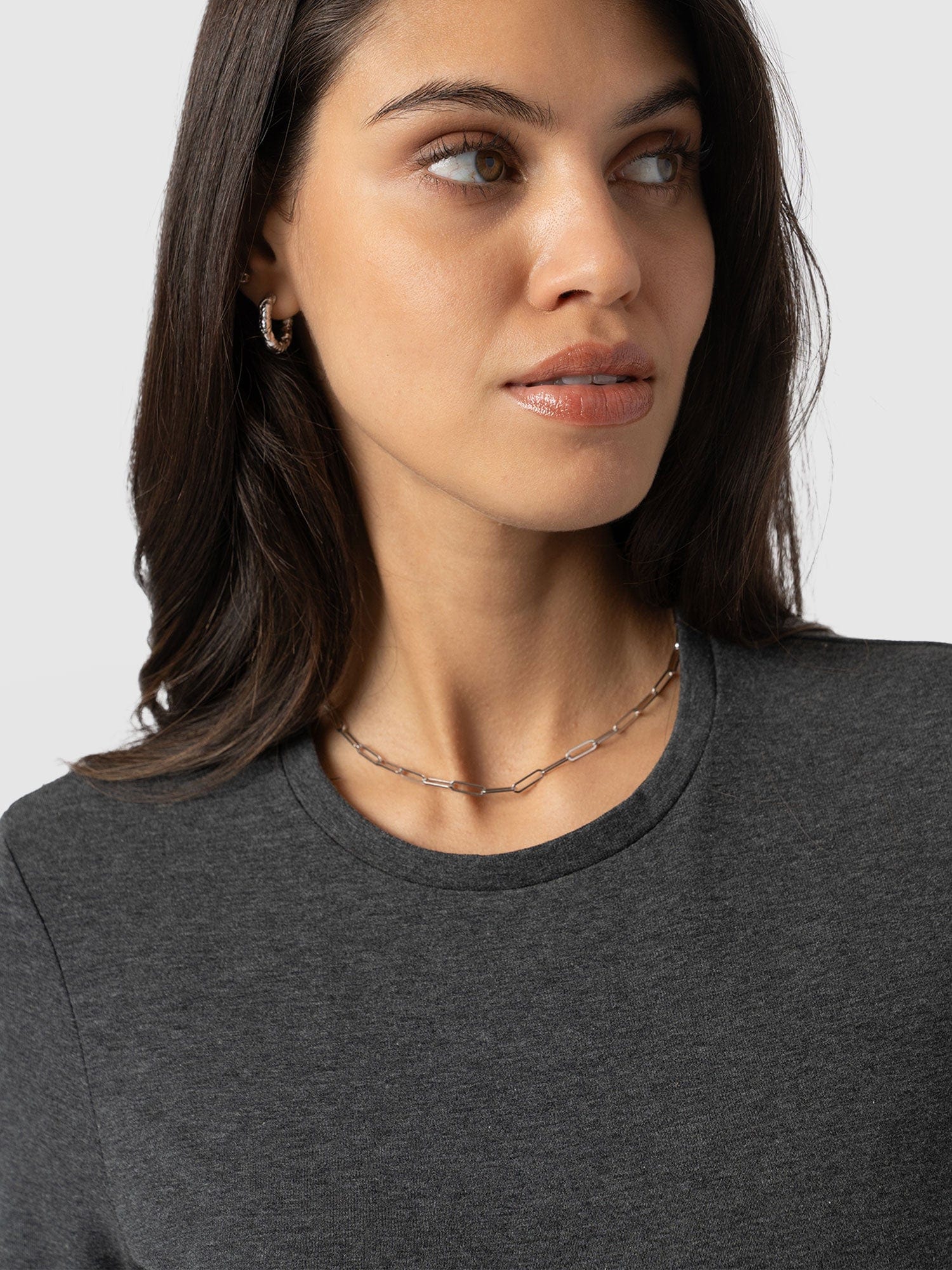 Glen Crew Neck Tee Charcoal - Women's Tops | Saint + Sofia® UK