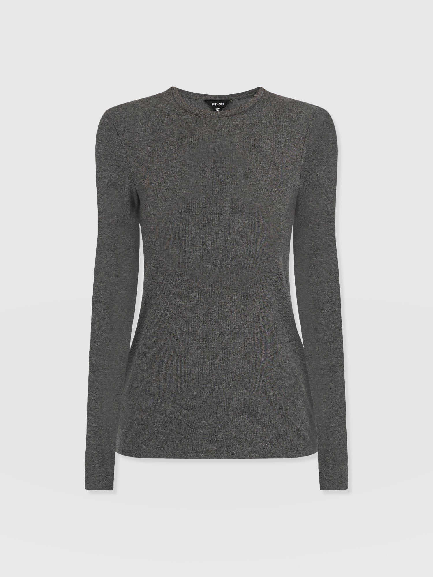 Glen Crew Neck Tee Charcoal - Women's Tops | Saint + Sofia® UK