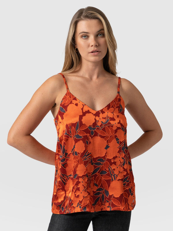 Gloss Cami - Orange Floral Burnout