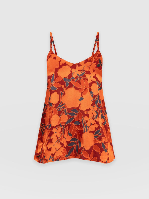Gloss Cami - Orange Floral Burnout