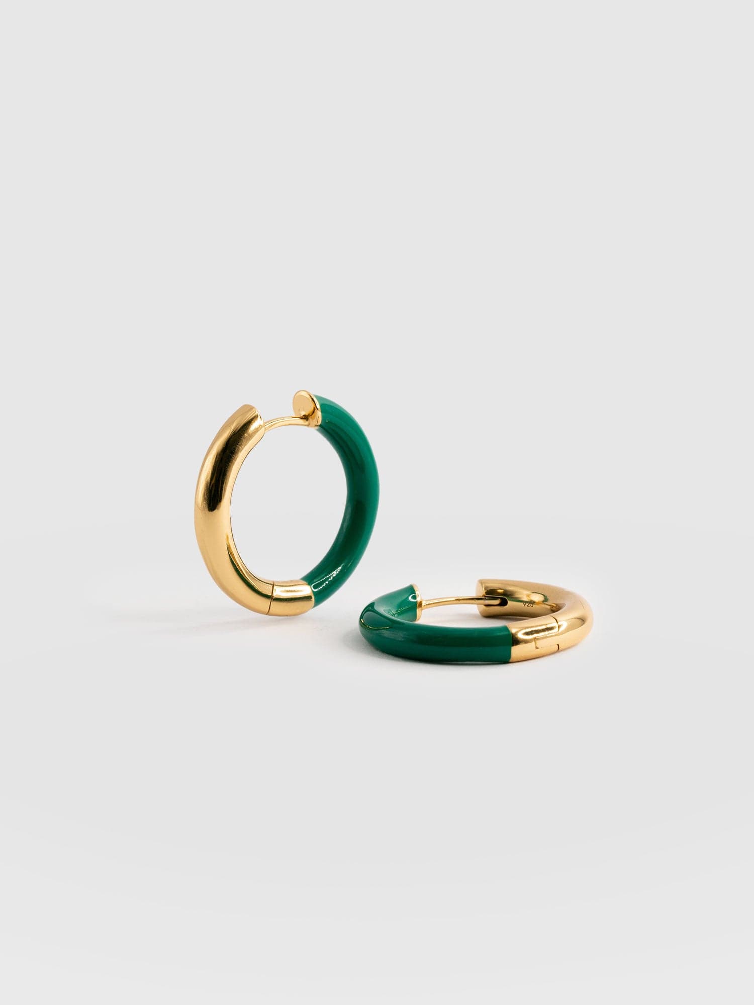 Gold Enamel Hoop Earrings - Gold