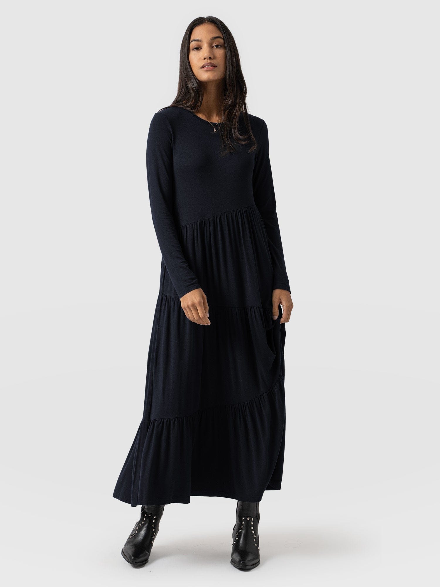 Greenwich Dress Asymmetric Navy - Women's Dresses | Saint + Sofia® UK