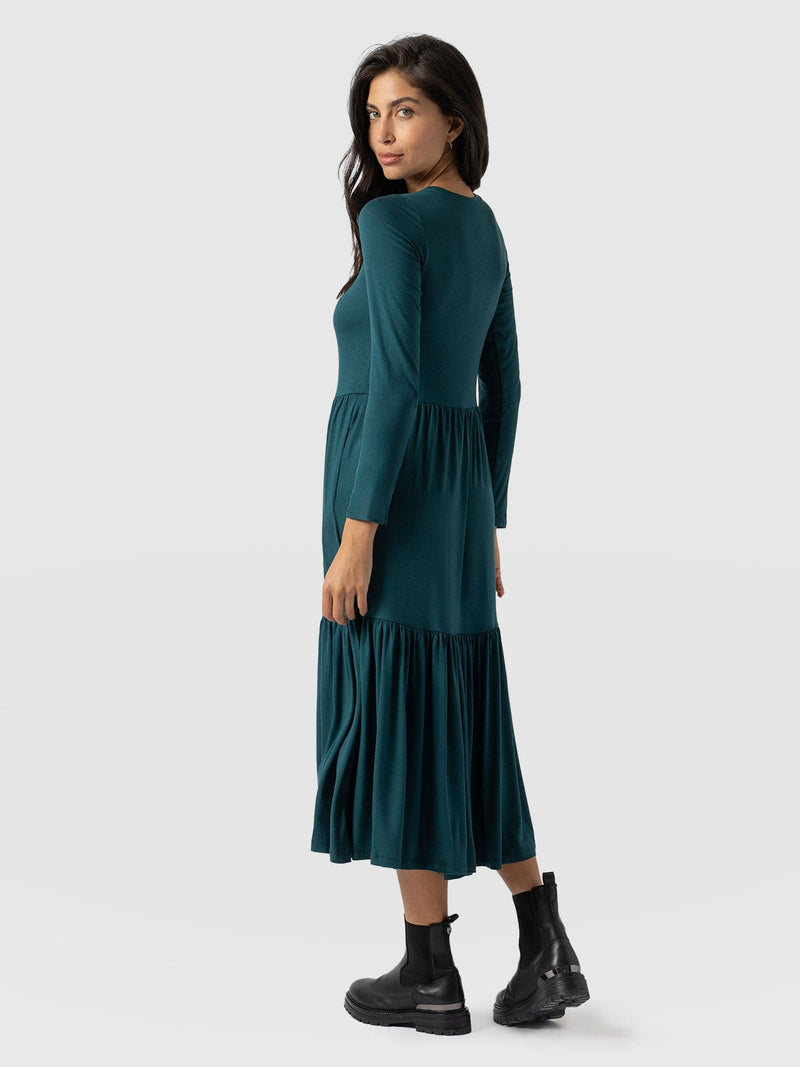 Greenwich Dress Long Sleeve - Deep Green