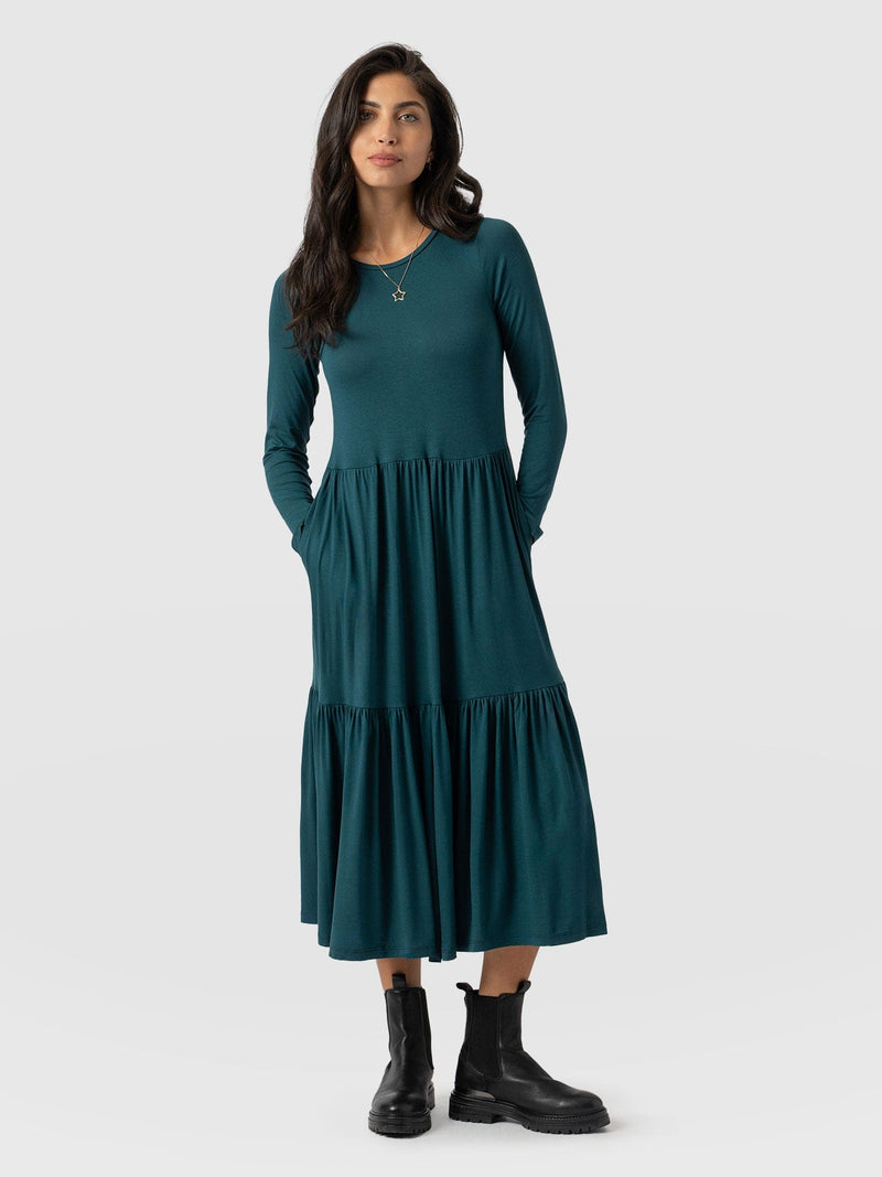 Greenwich Dress Long Sleeve - Deep Green