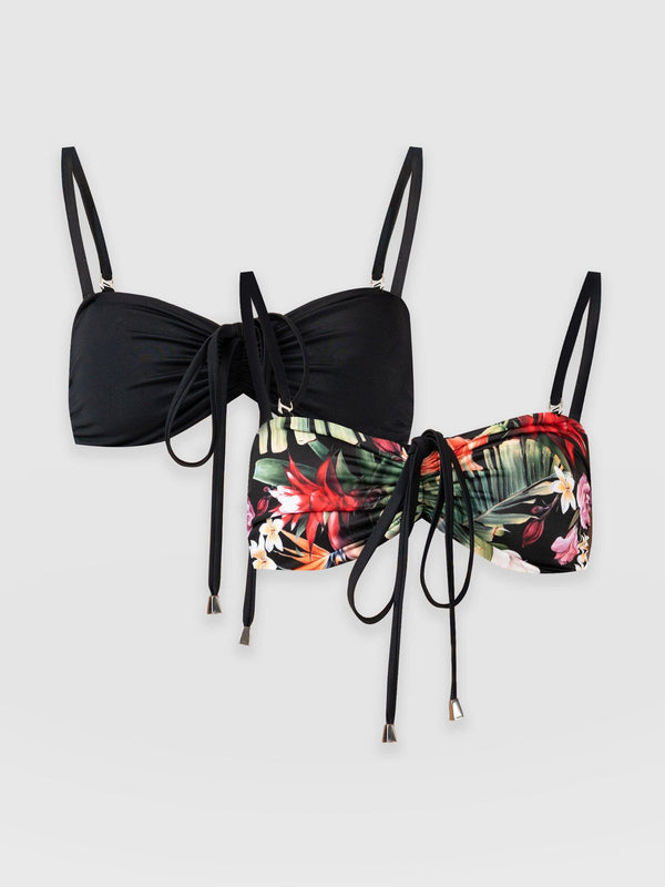 Halina Reversible Bikini Top - Tropics/Black