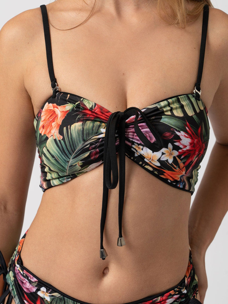 Halina Reversible Bikini Top - Tropics/Black