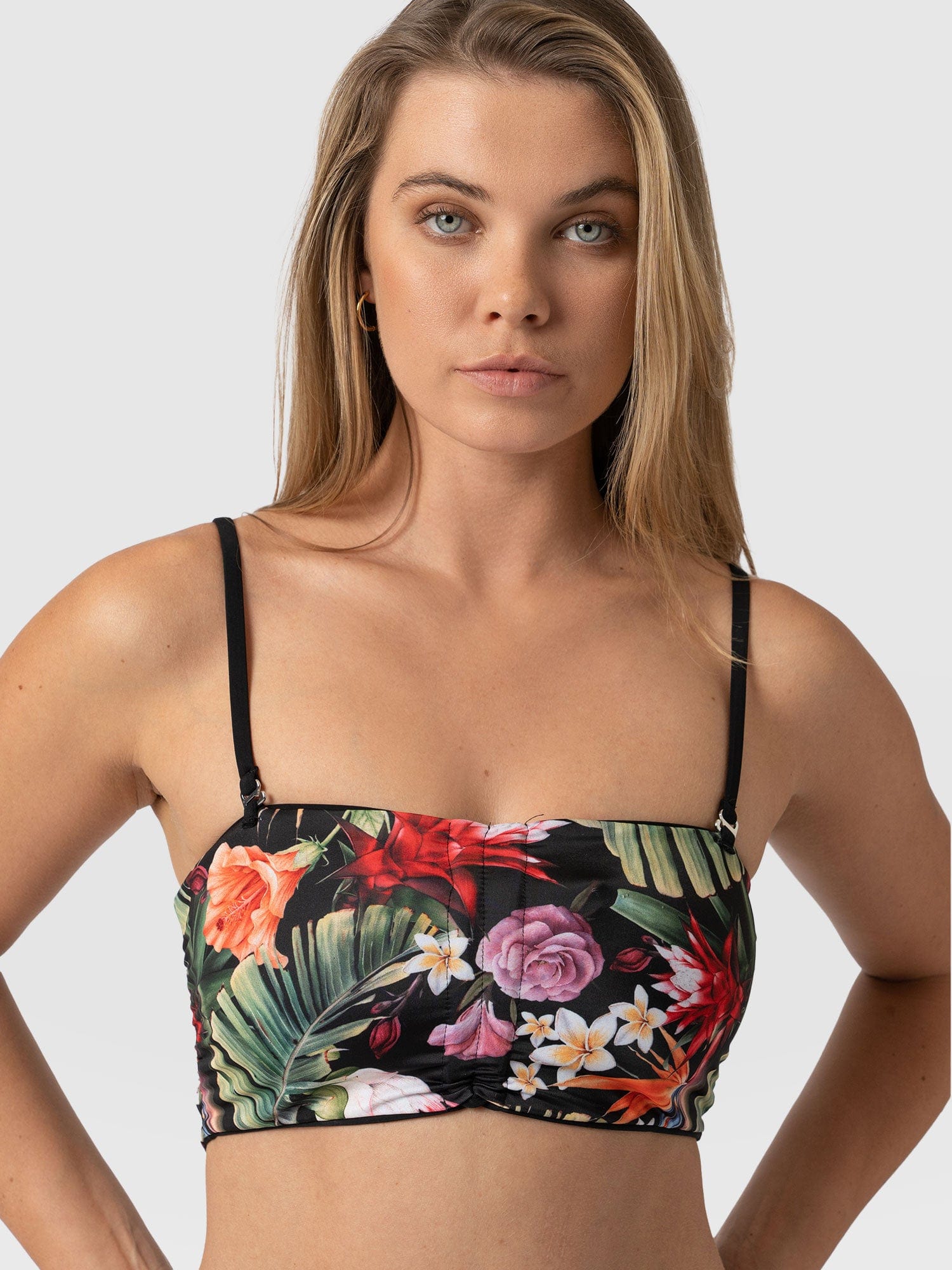 Halina Reversible Bikini Top Tropics/Black - Women's Swimwear | Saint + Sofia® UK