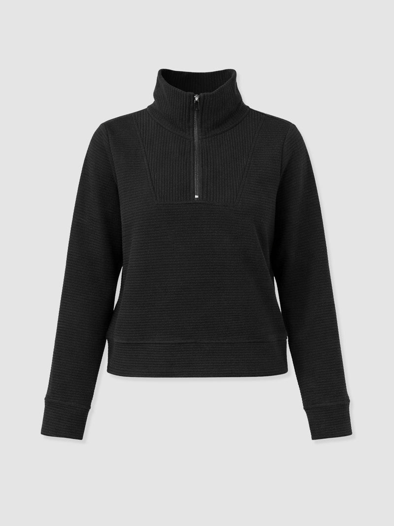 Halsey Quarter Zip - Black Ottoman - Women's Jumpers | Saint + Sofia® UK