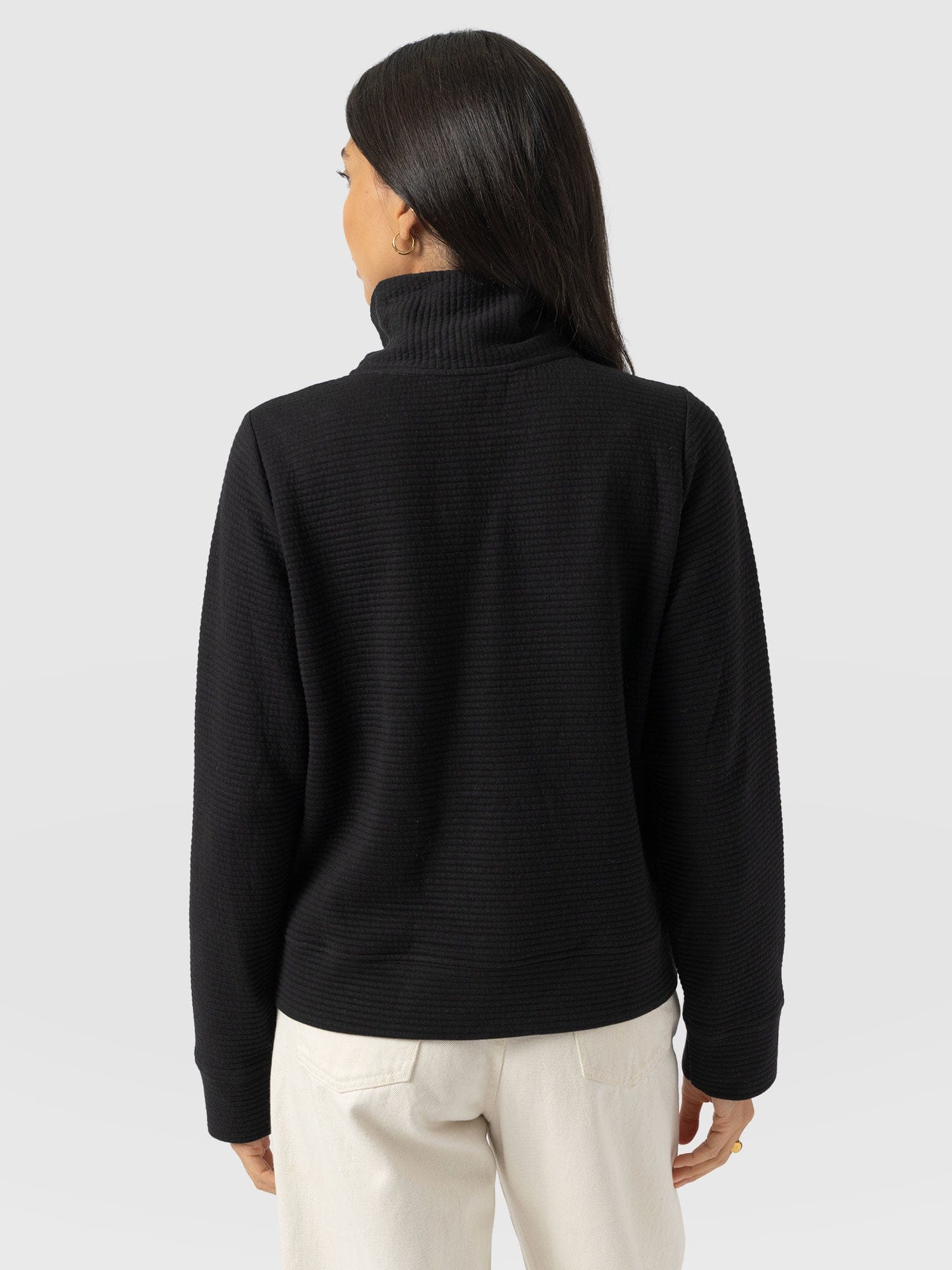 Halsey Quarter Zip - Black Ottoman - Women's Jumpers | Saint + Sofia® UK