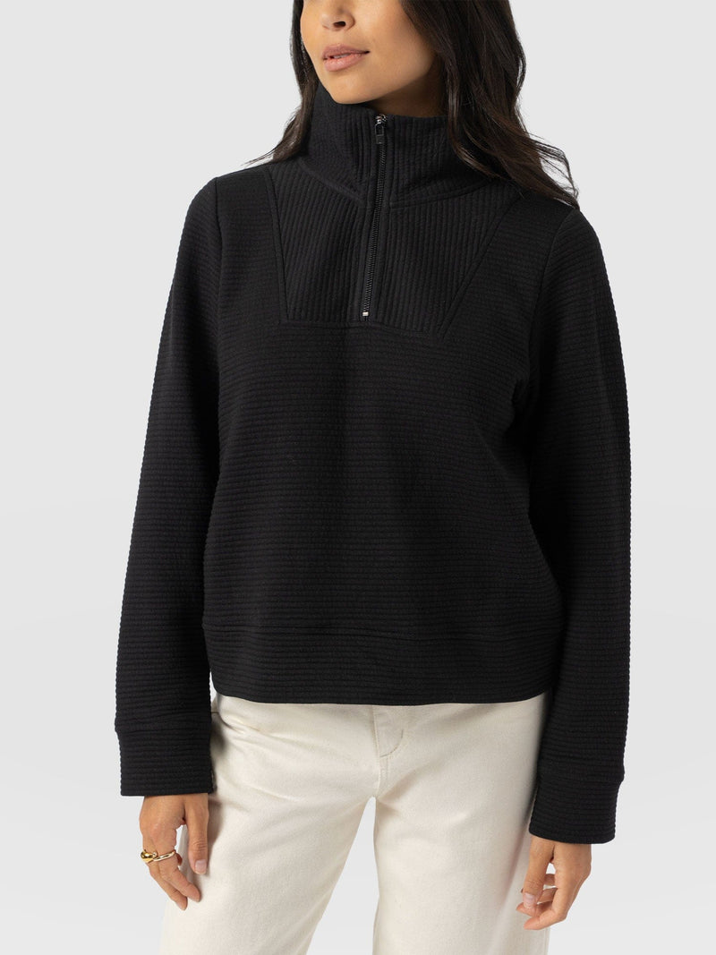 Halsey Quarter Zip - Black Ottoman - Women's Jumpers | Saint + Sofia® UK