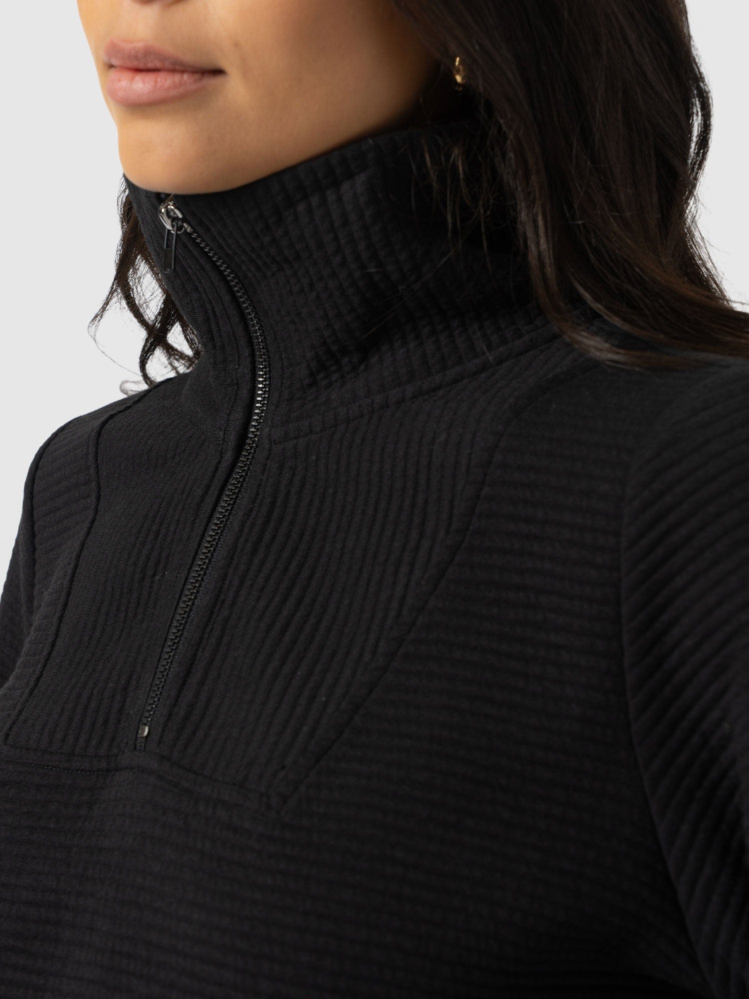Halsey Quarter Zip - Black Ottoman - Women's Jumpers | Saint + Sofia® UK
