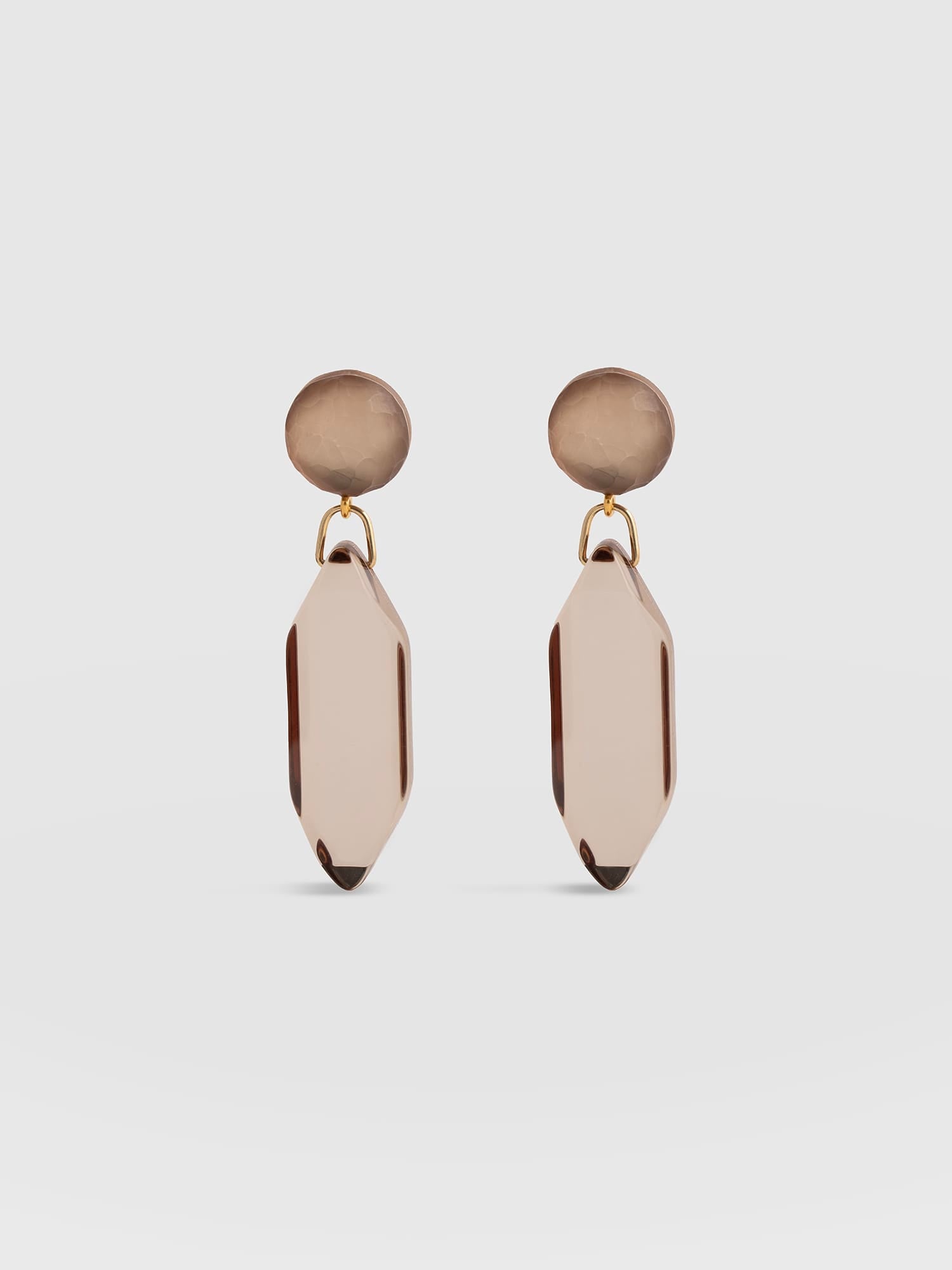 Hammered Mirror Drop Earrings - Champagne