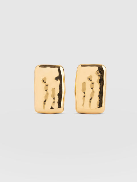Hammered Rectangle Earrings - Gold - Women's Jewellerys | Saint and Sofia® UK
