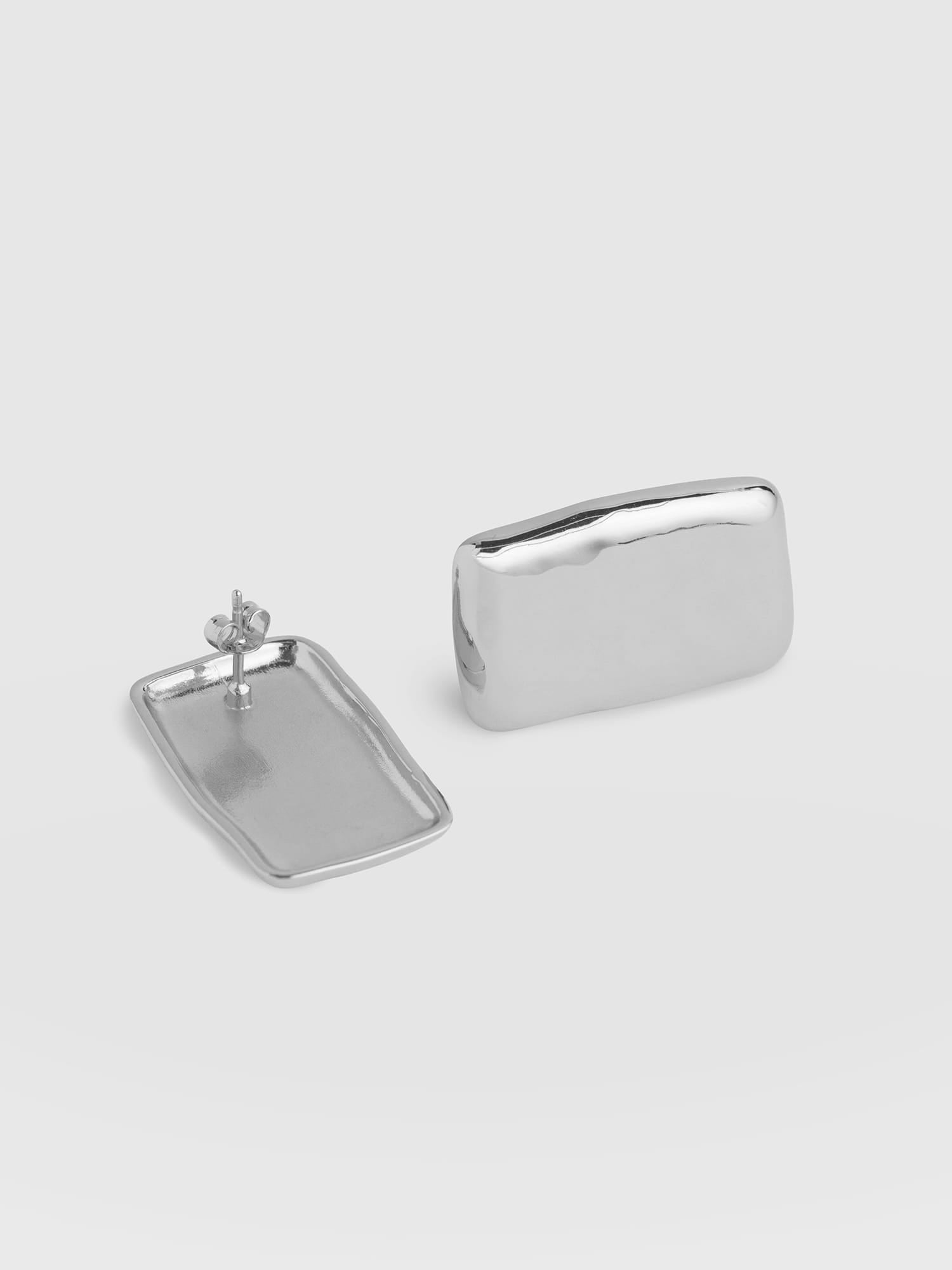 Hammered Rectangle Earrings - Silver - Women's Jewellerys | Saint and Sofia® UK