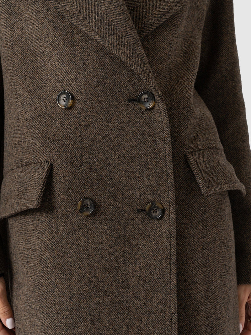 Hampton Coat - Brown Chevron