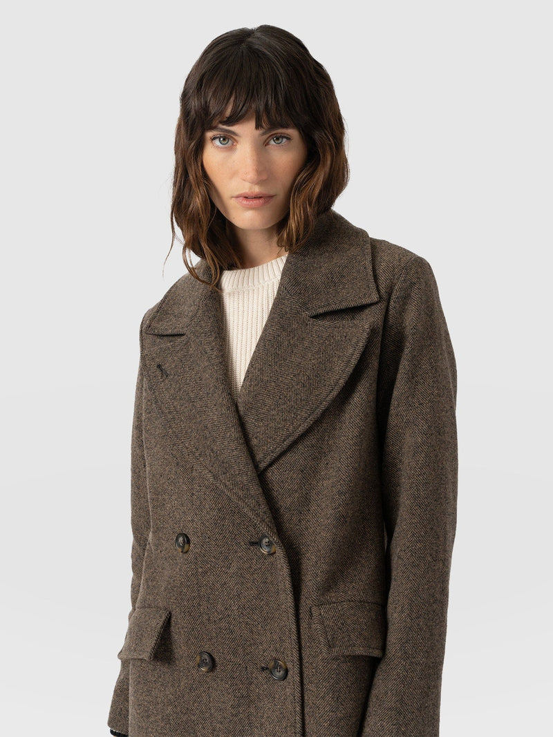 Hampton Coat - Brown Chevron