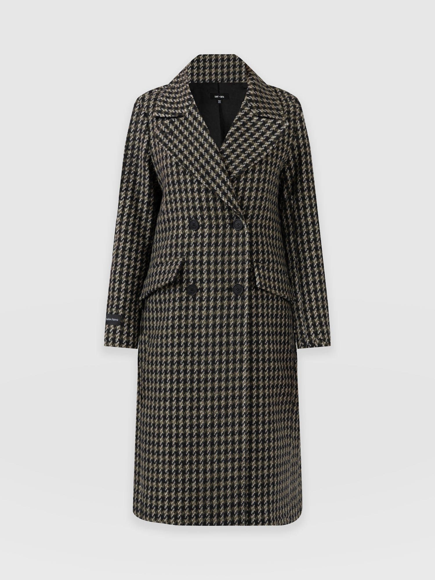 Hampton Coat - Olive Houndstooth