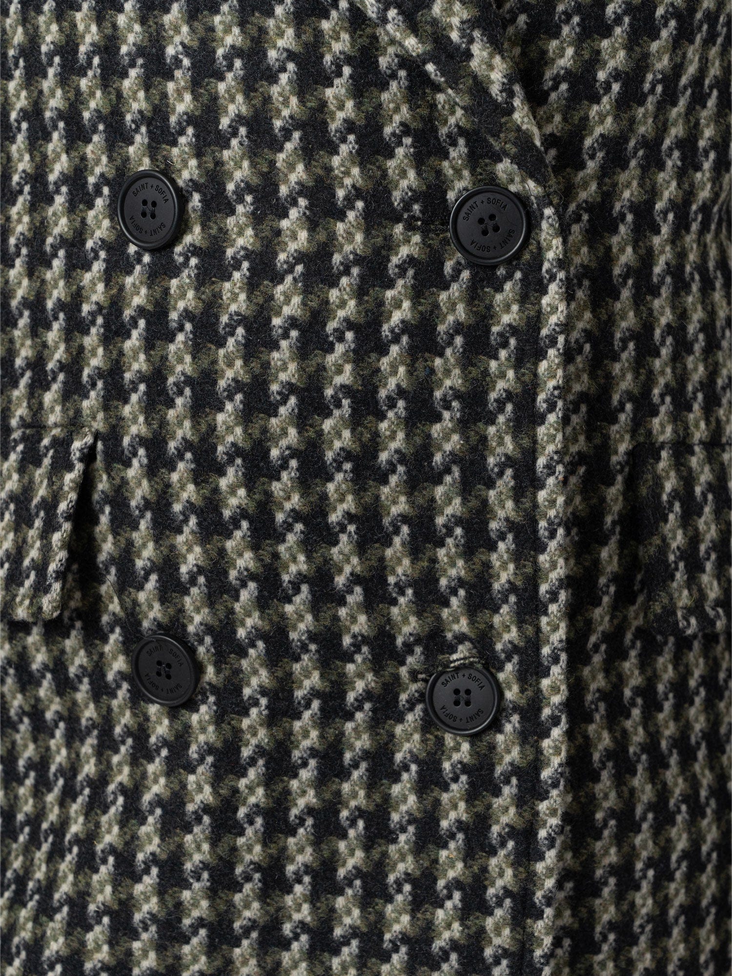 Hampton Coat Olive Houndstooth - Women's Coats | Saint + Sofia® UK