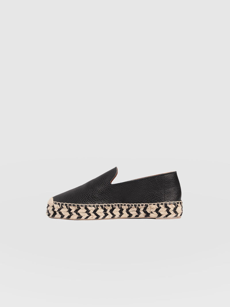 Hampton Espadrilles - Black Leather - Women's Shoes | Saint + Sofia® UK