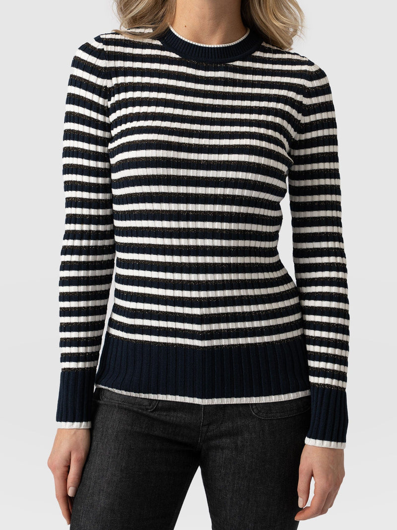 Harlow Knit - Navy and White