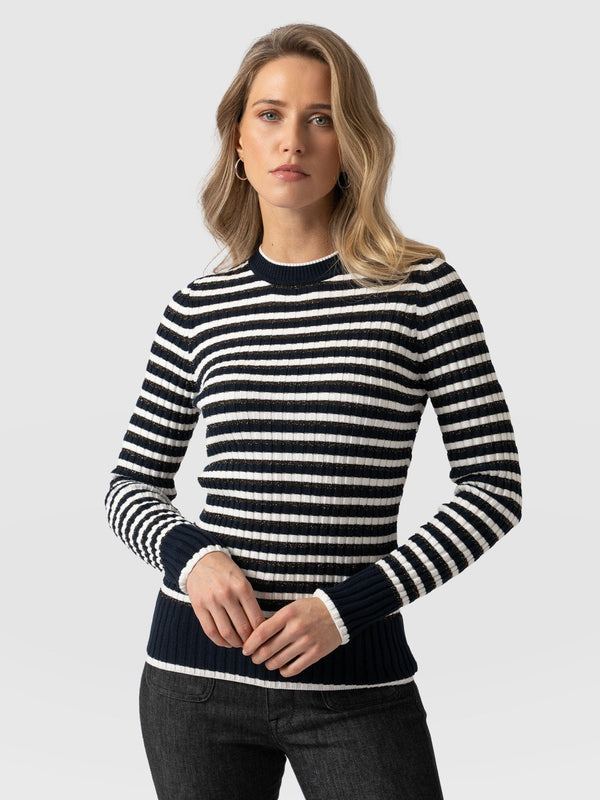 Harlow Knit - Navy and White