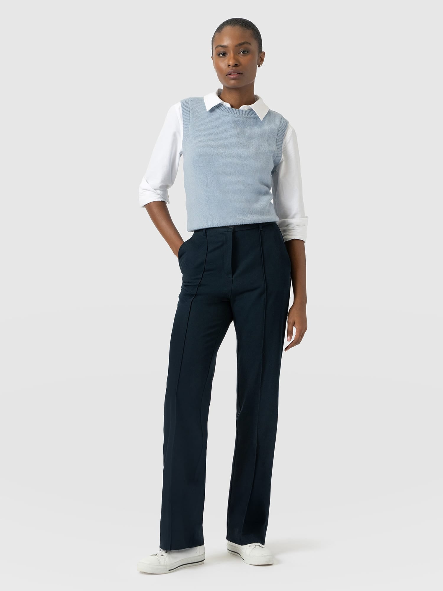 Harlow Straight Leg Pant - Navy - Women's Trousers | Saint and Sofia® UK