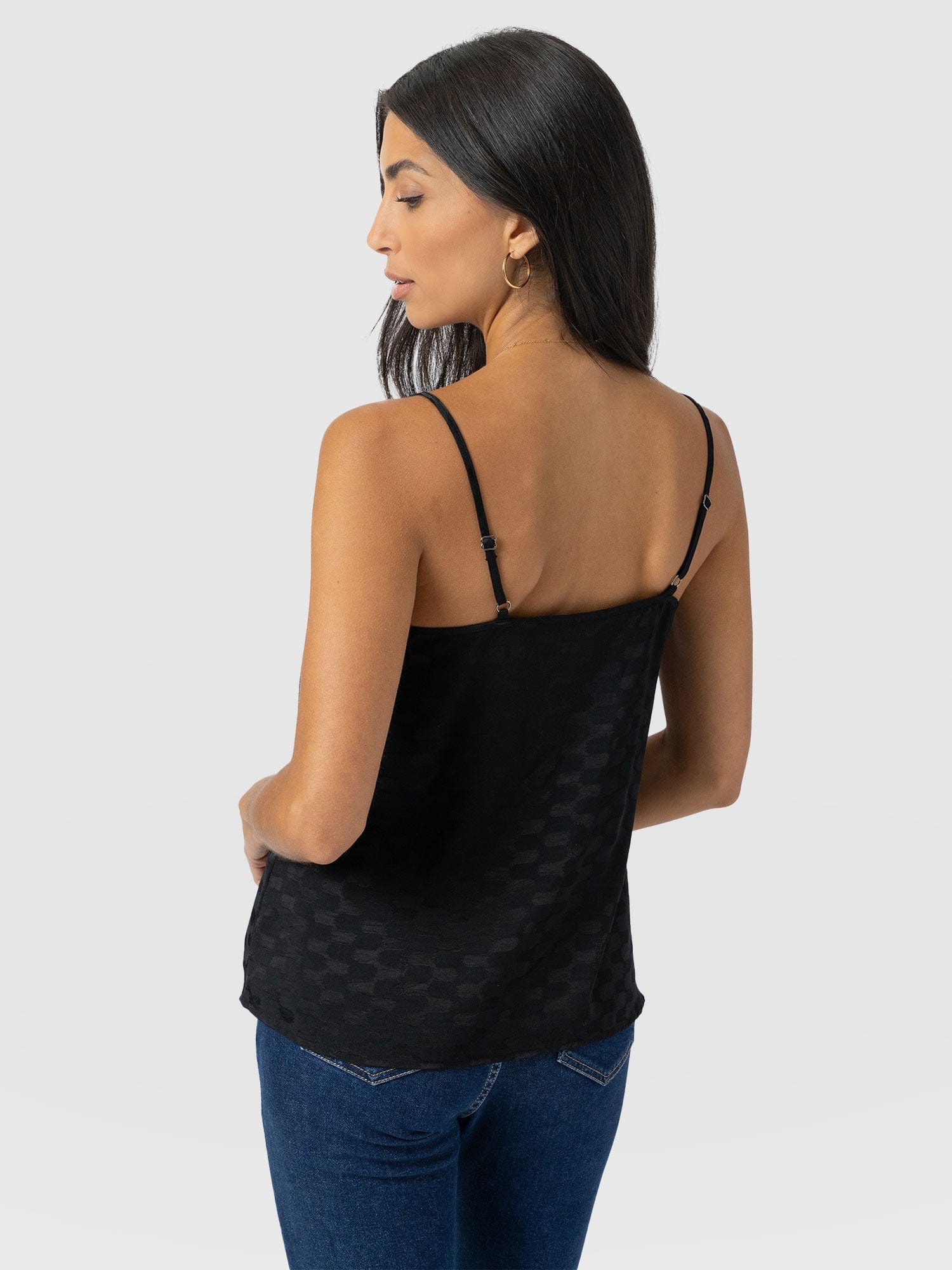 Harper Lace Cami - Black Jacquard - Women's T-shirts | Saint + Sofia® UK
