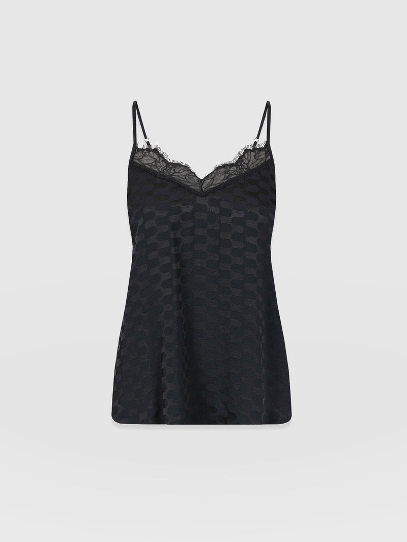 Harper Lace Cami - Black Jacquard