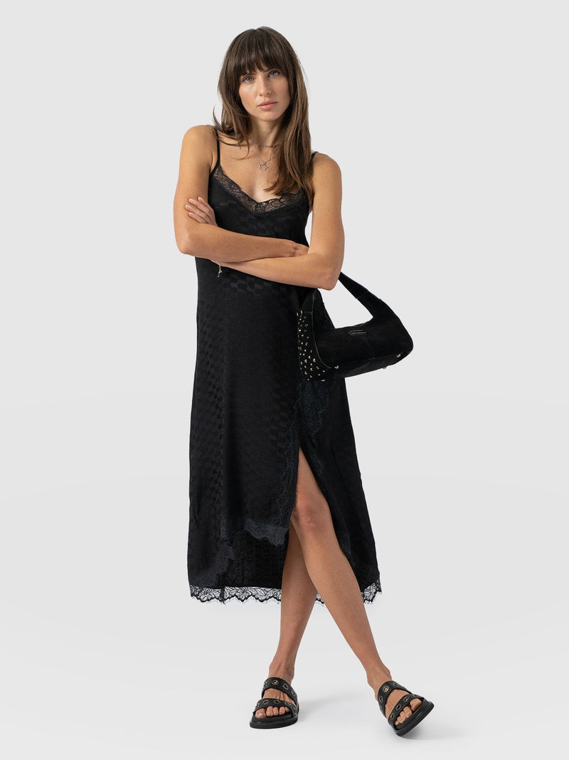 Harper Lace Cami Dress - Black Jacquard