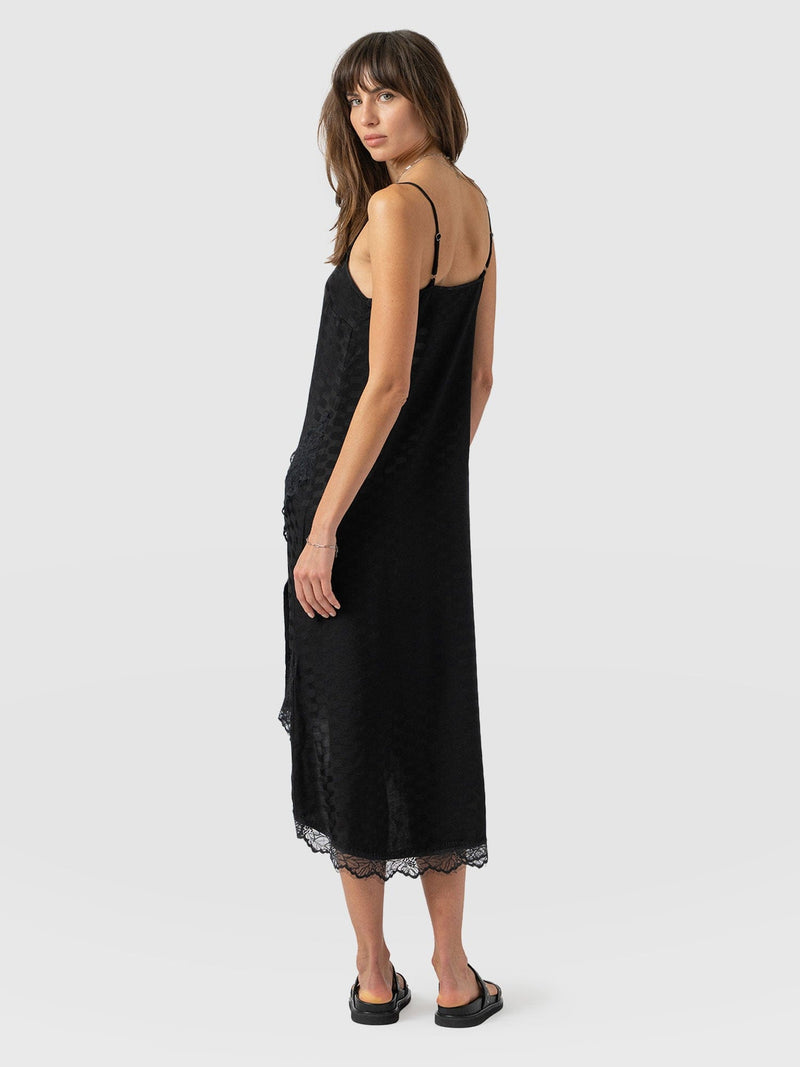 Harper Lace Cami Dress - Black Jacquard