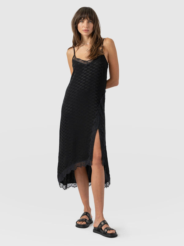 Harper Lace Cami Dress - Black Jacquard