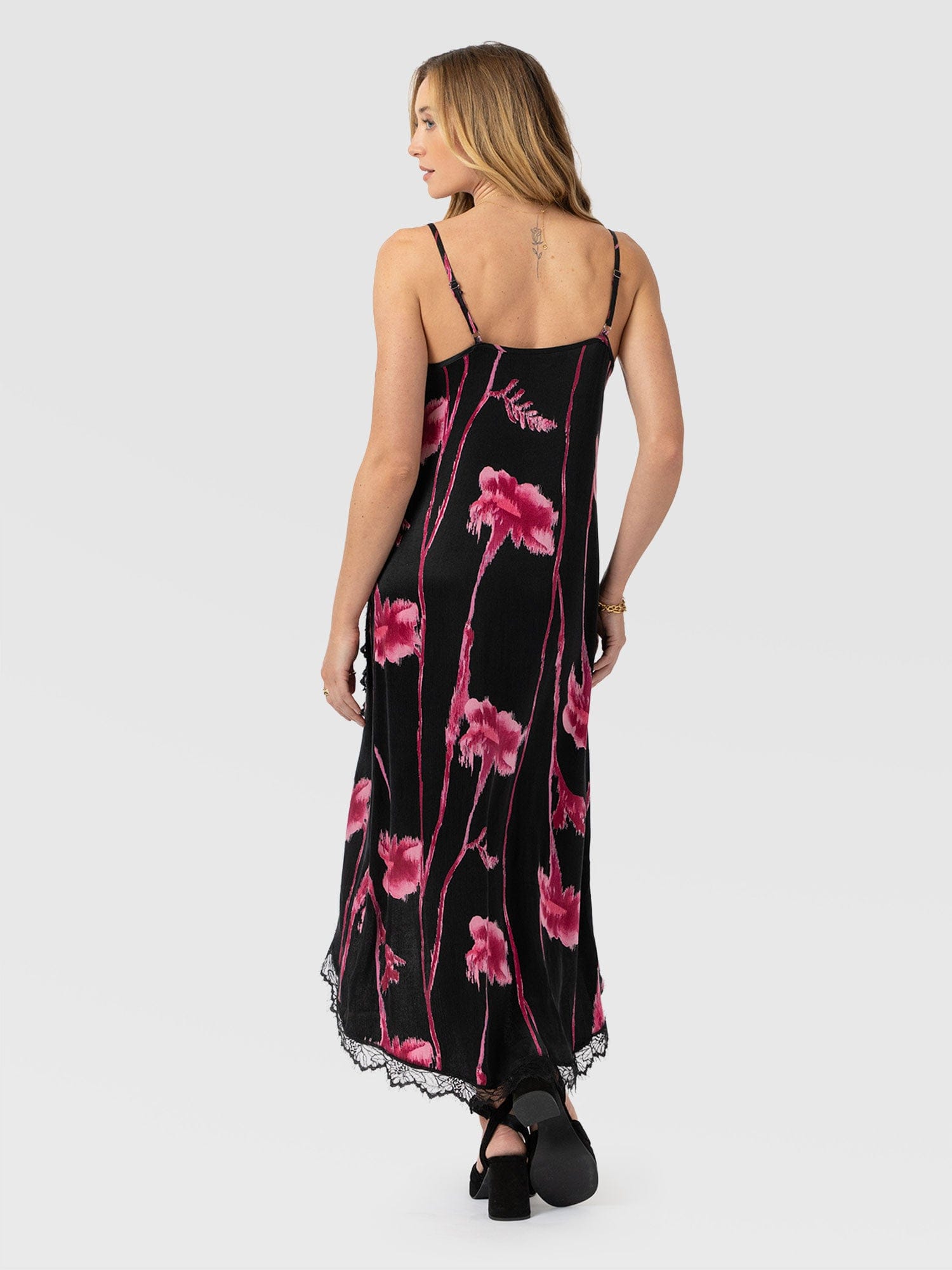 Harper Lace Cami Dress - Pink Stem Floral