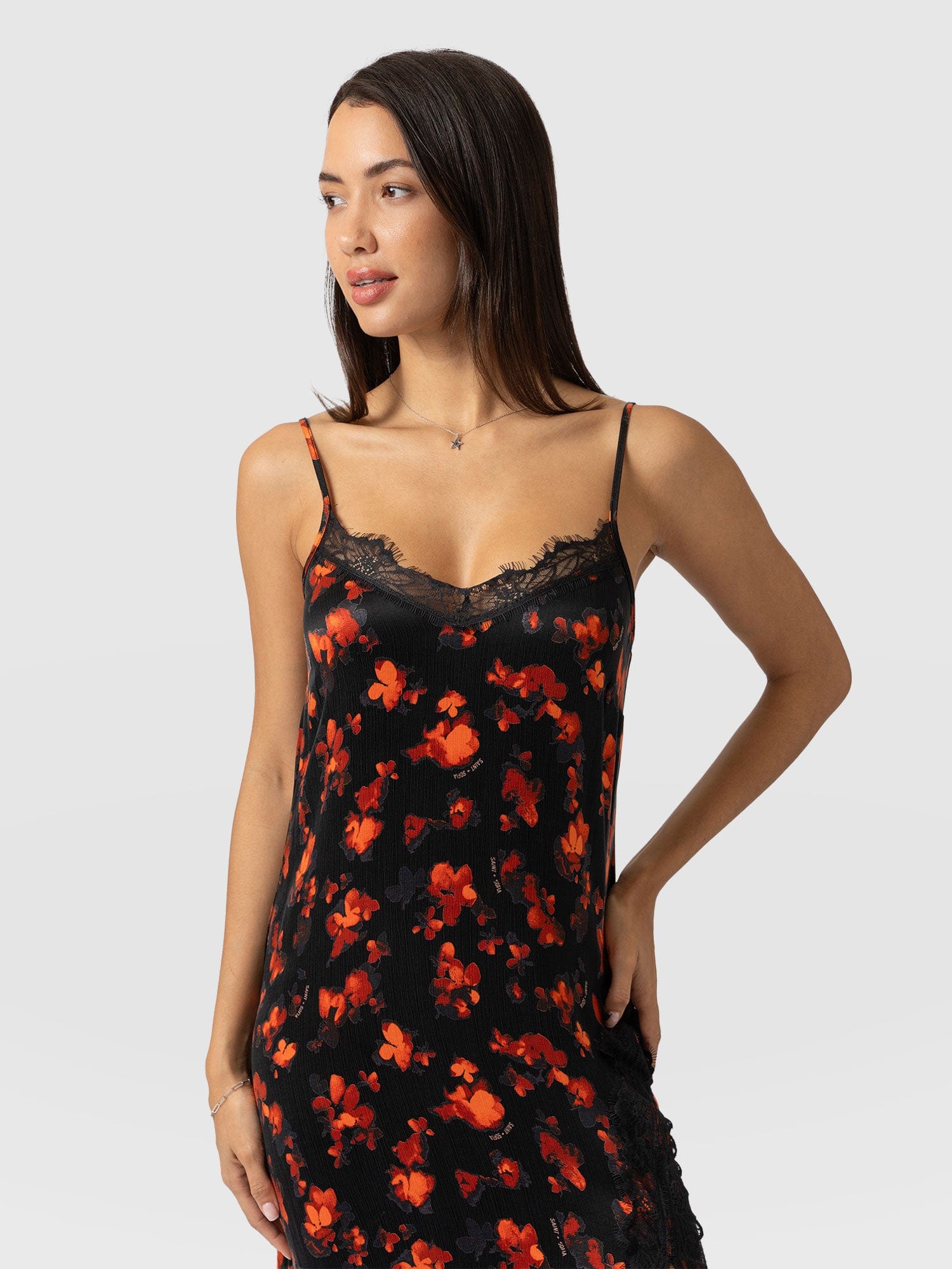 Harper Lace Cami Dress Red Aurora - Women's Dresses | Saint + Sofia® UK