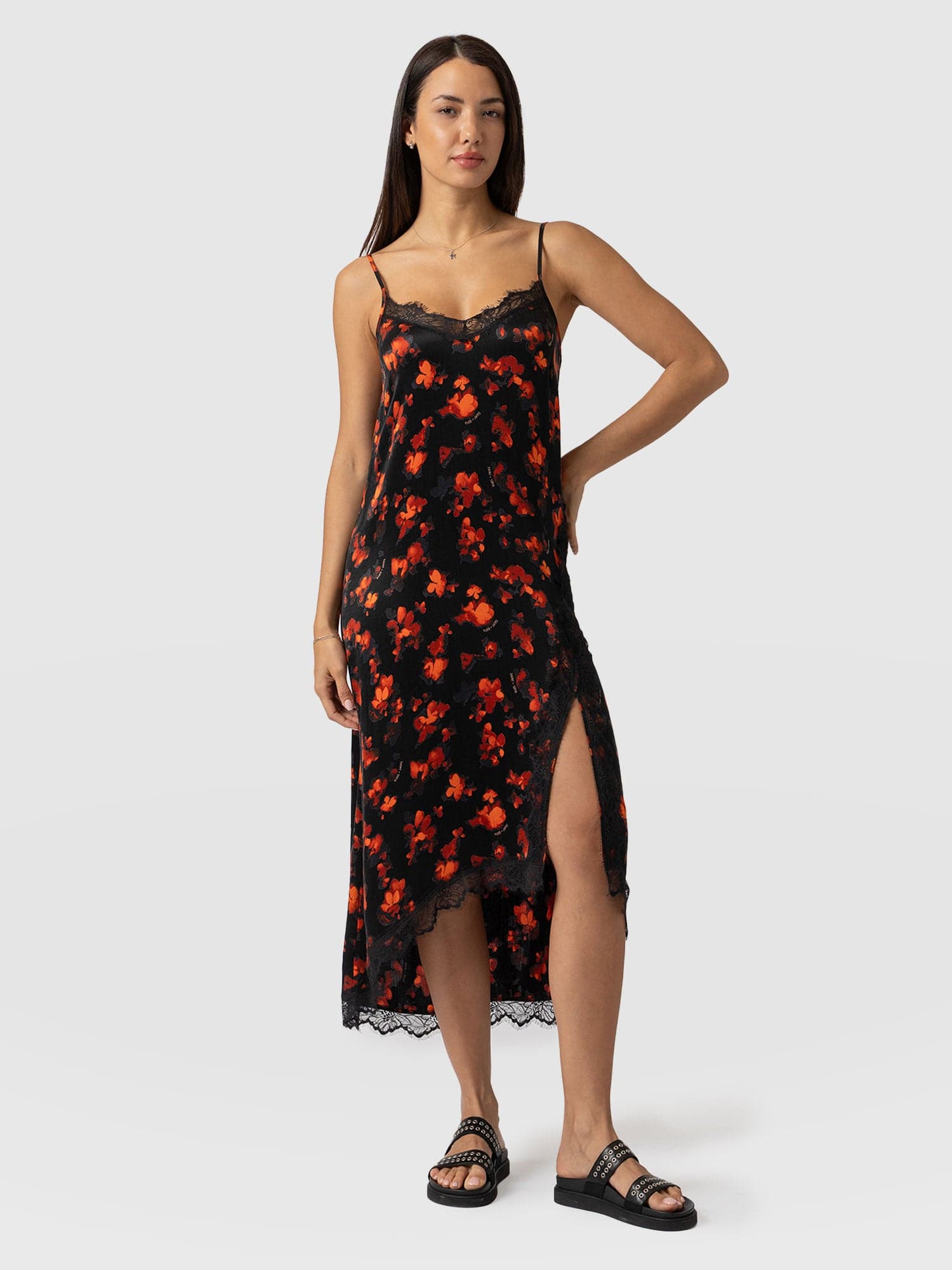 Harper Lace Cami Dress Red Aurora - Women's Dresses | Saint + Sofia® UK