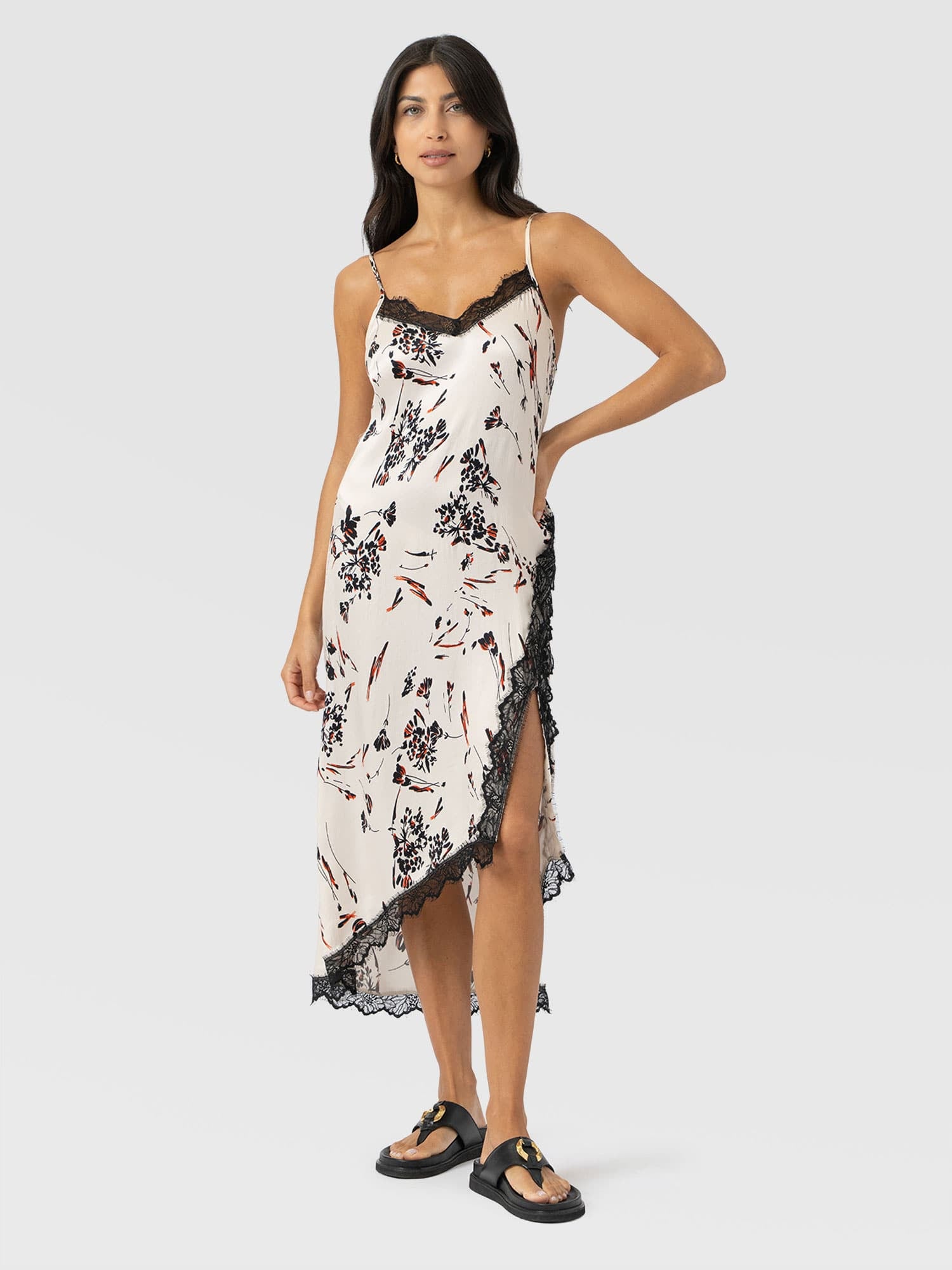 Harper Lace Cami Dress - White Mist Floral