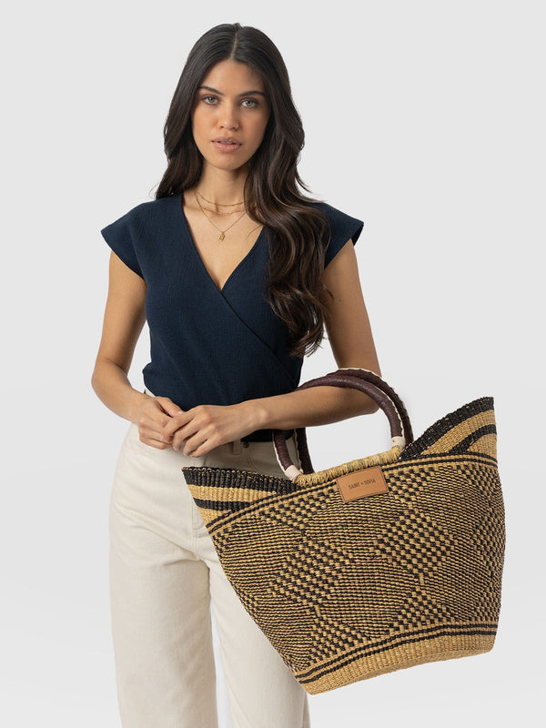 Heidi Large Basket Bag - Navy