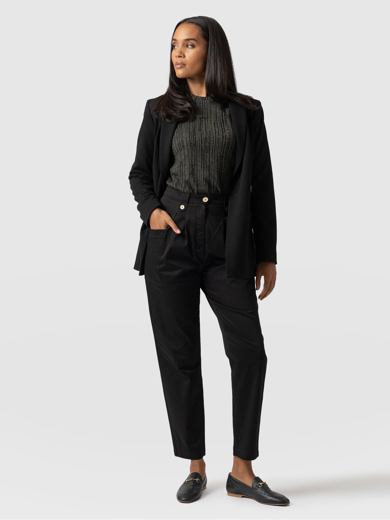 High Waisted Cargo Pant Black - Women's Trousers | Saint + Sofia® UK