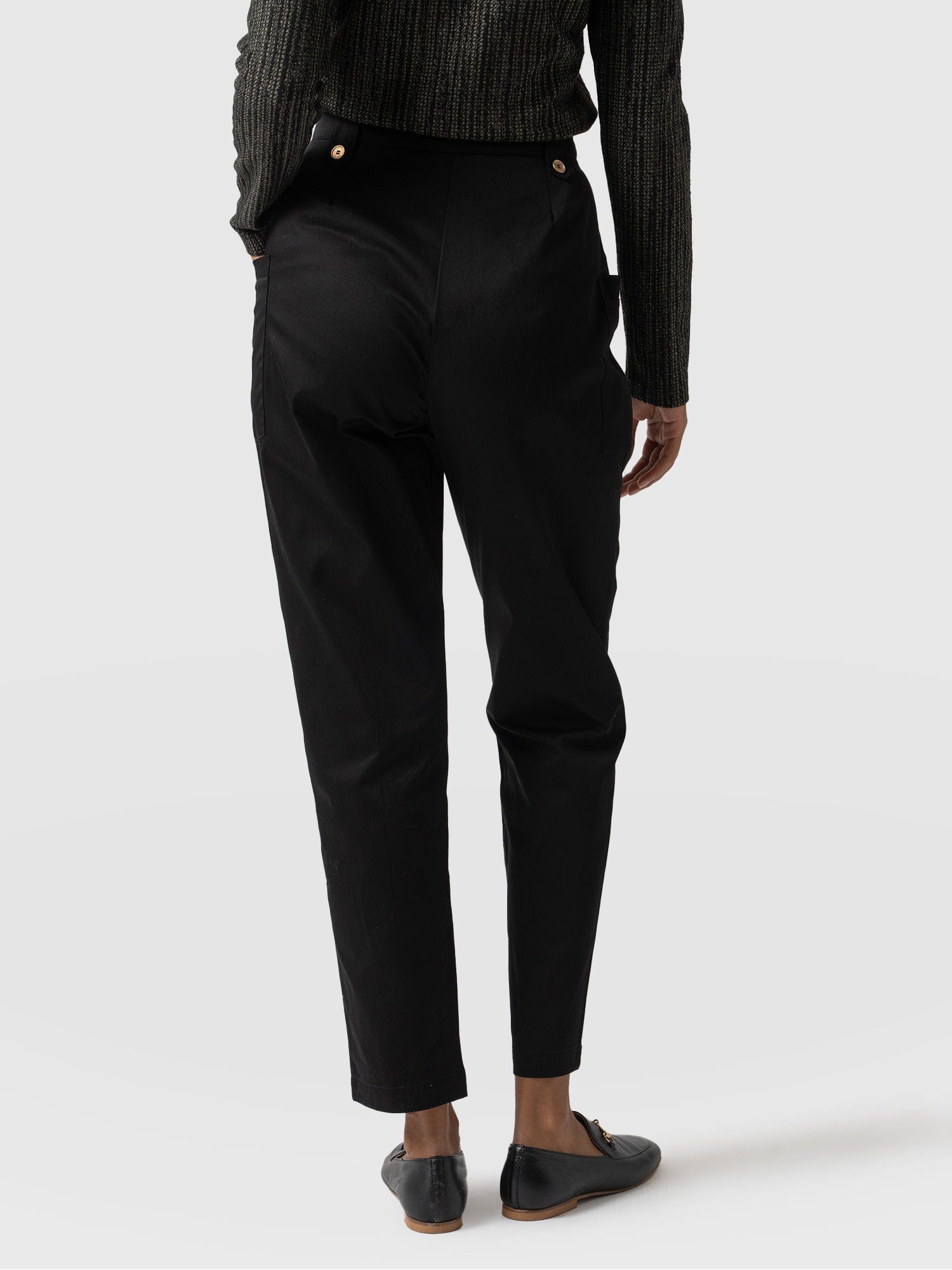 High Waisted Cargo Pant Black - Women's Trousers | Saint + Sofia® UK