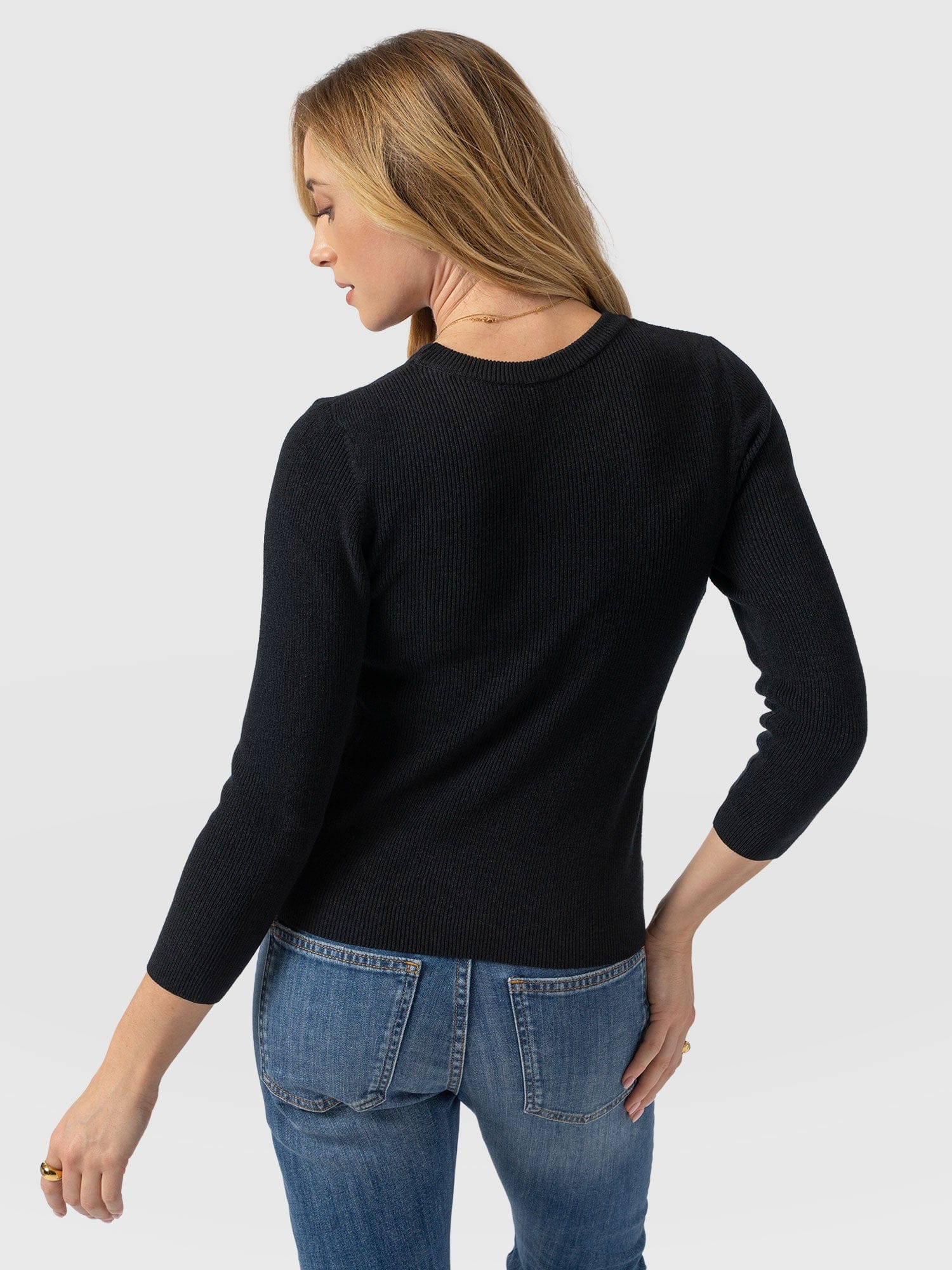 Honeycomb Rib Jumper - Black