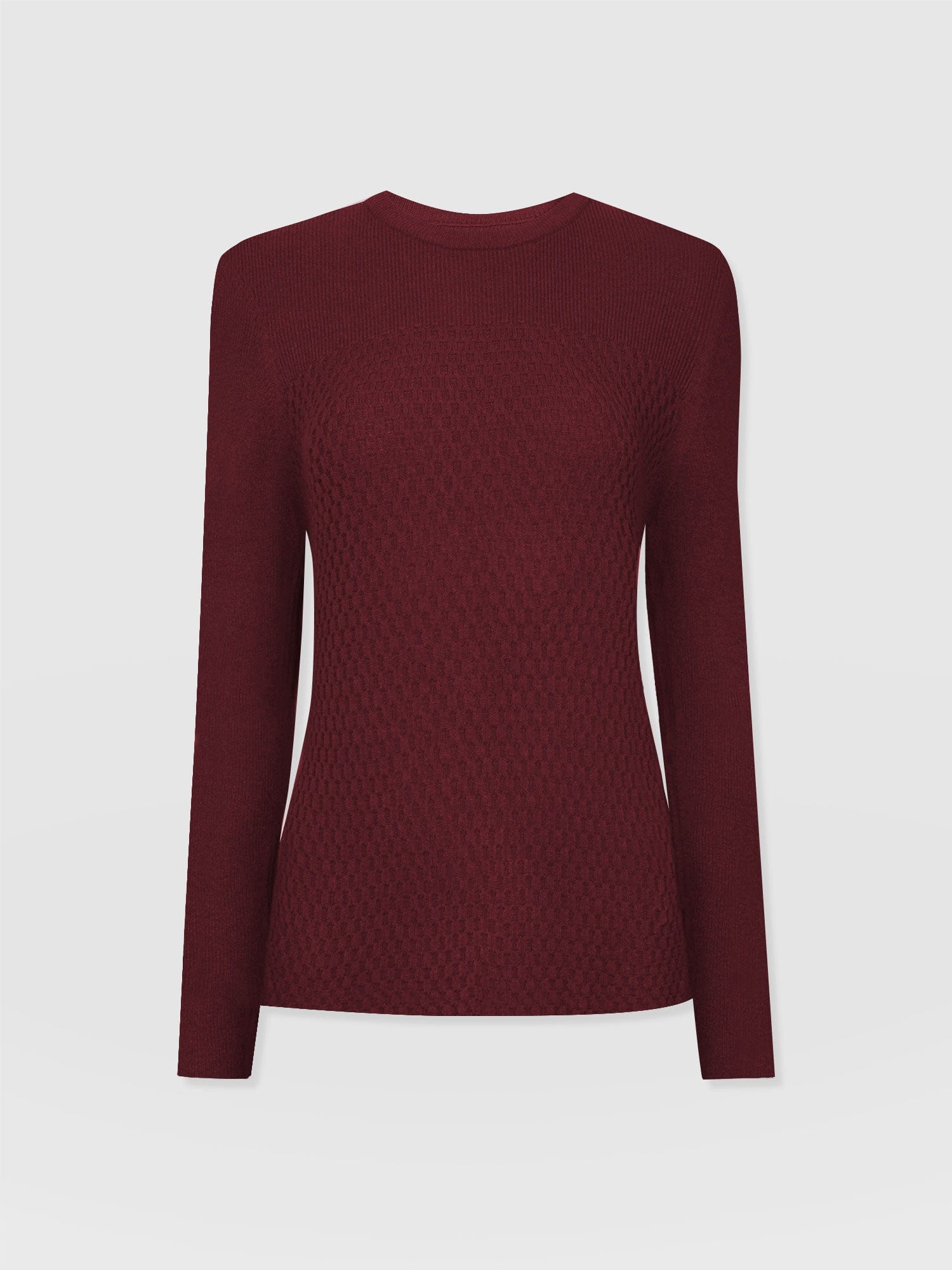 Honeycomb Rib Jumper Burgundy - Women's Jumpers | Saint + Sofia® UK