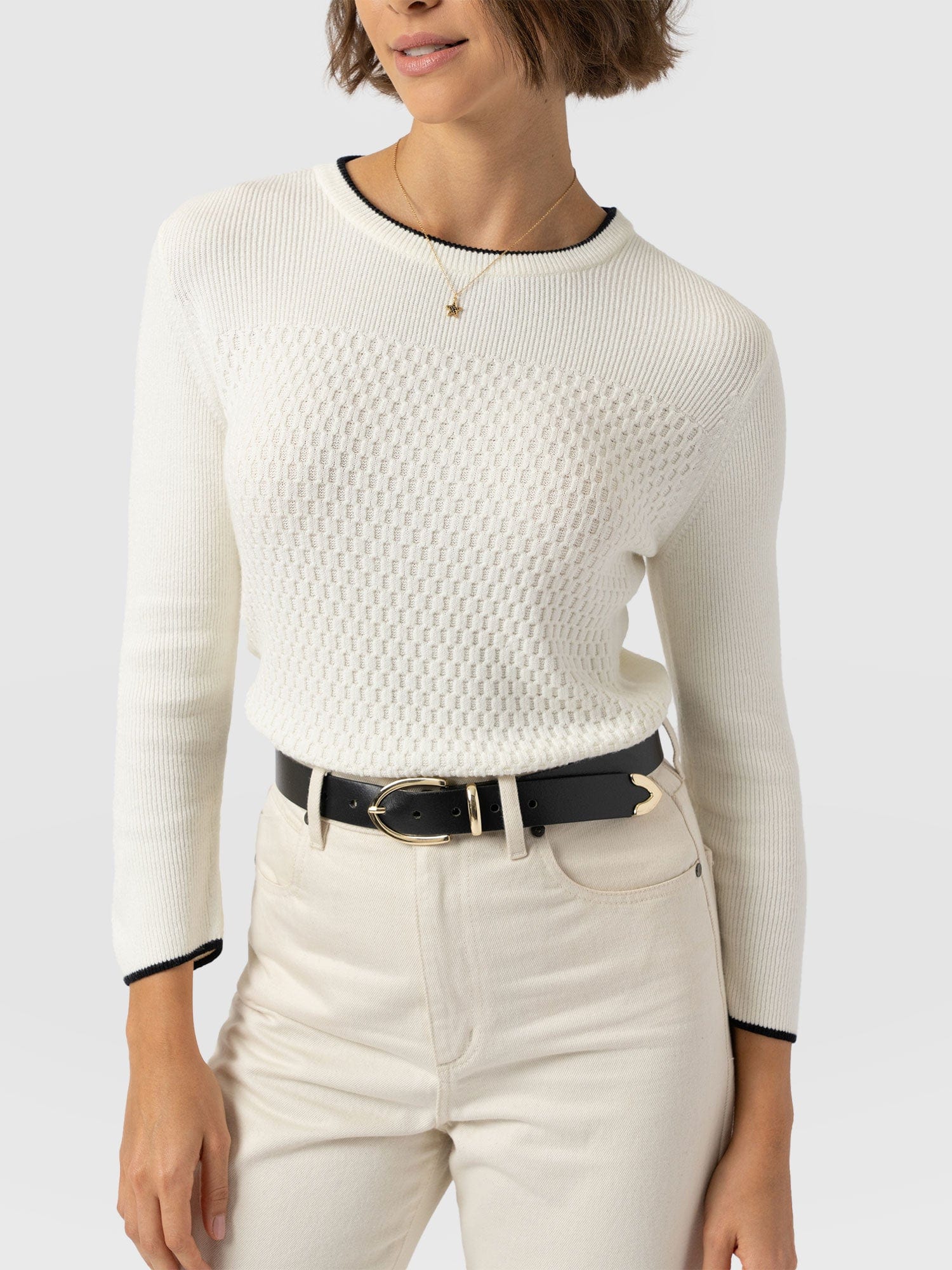 Honeycomb Rib Jumper - Cream