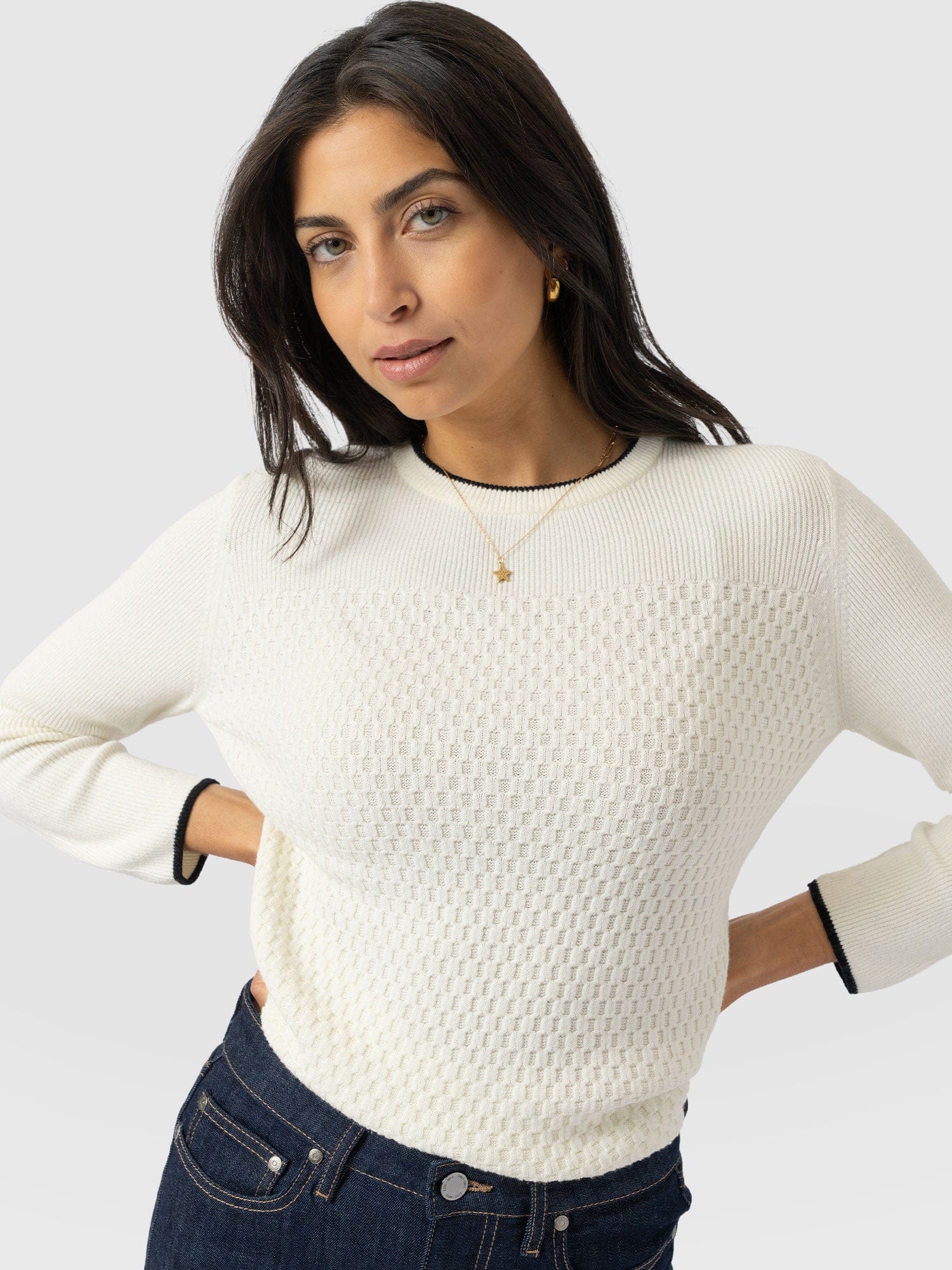 Honeycomb Rib Jumper - Cream