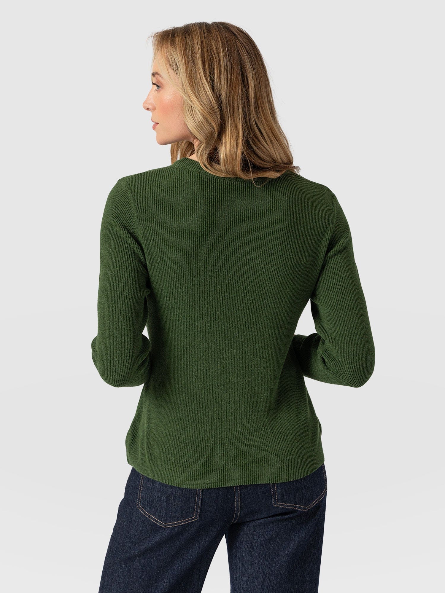 Honeycomb Rib Jumper Green - Women's Jumpers | Saint + Sofia® UK
