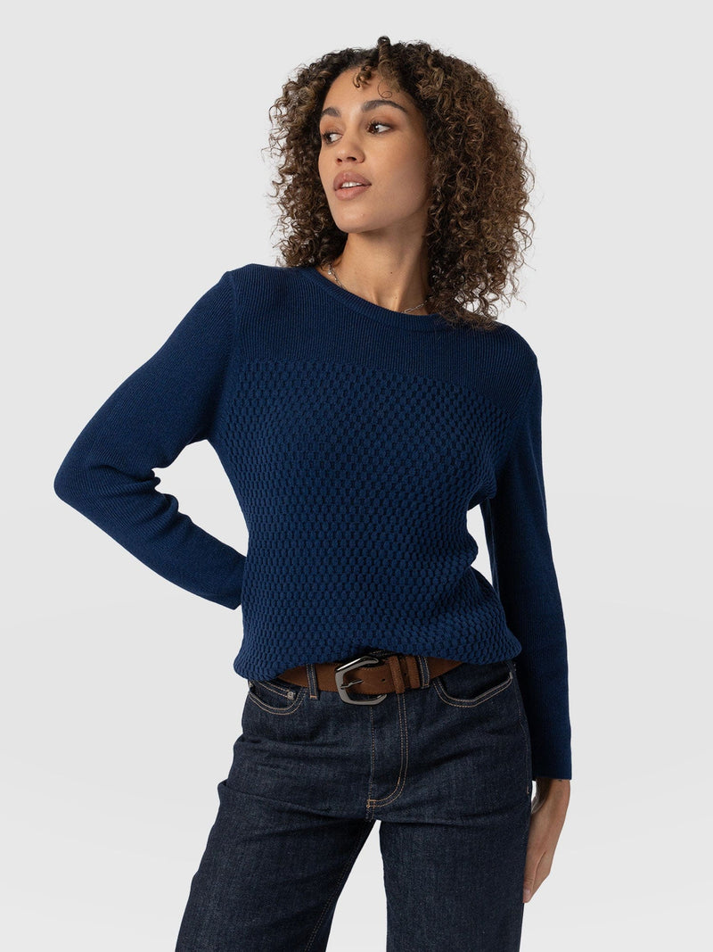 Honeycomb Rib Jumper - Navy