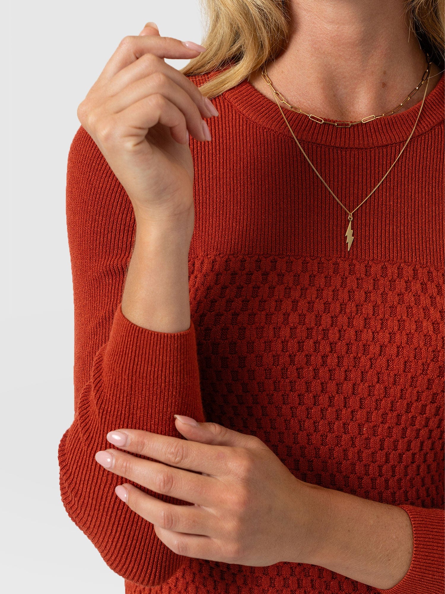 Honeycomb Rib Jumper - Amber