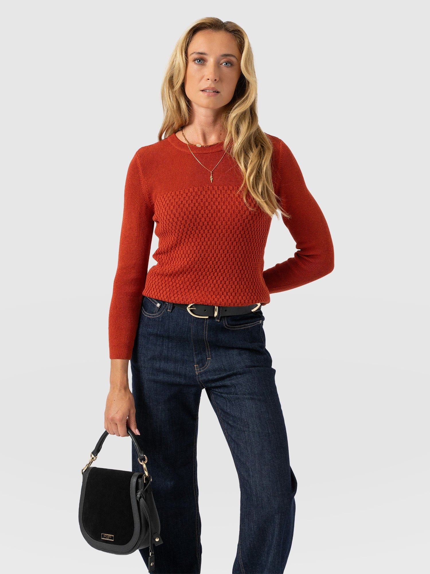 Honeycomb Rib Jumper - Amber