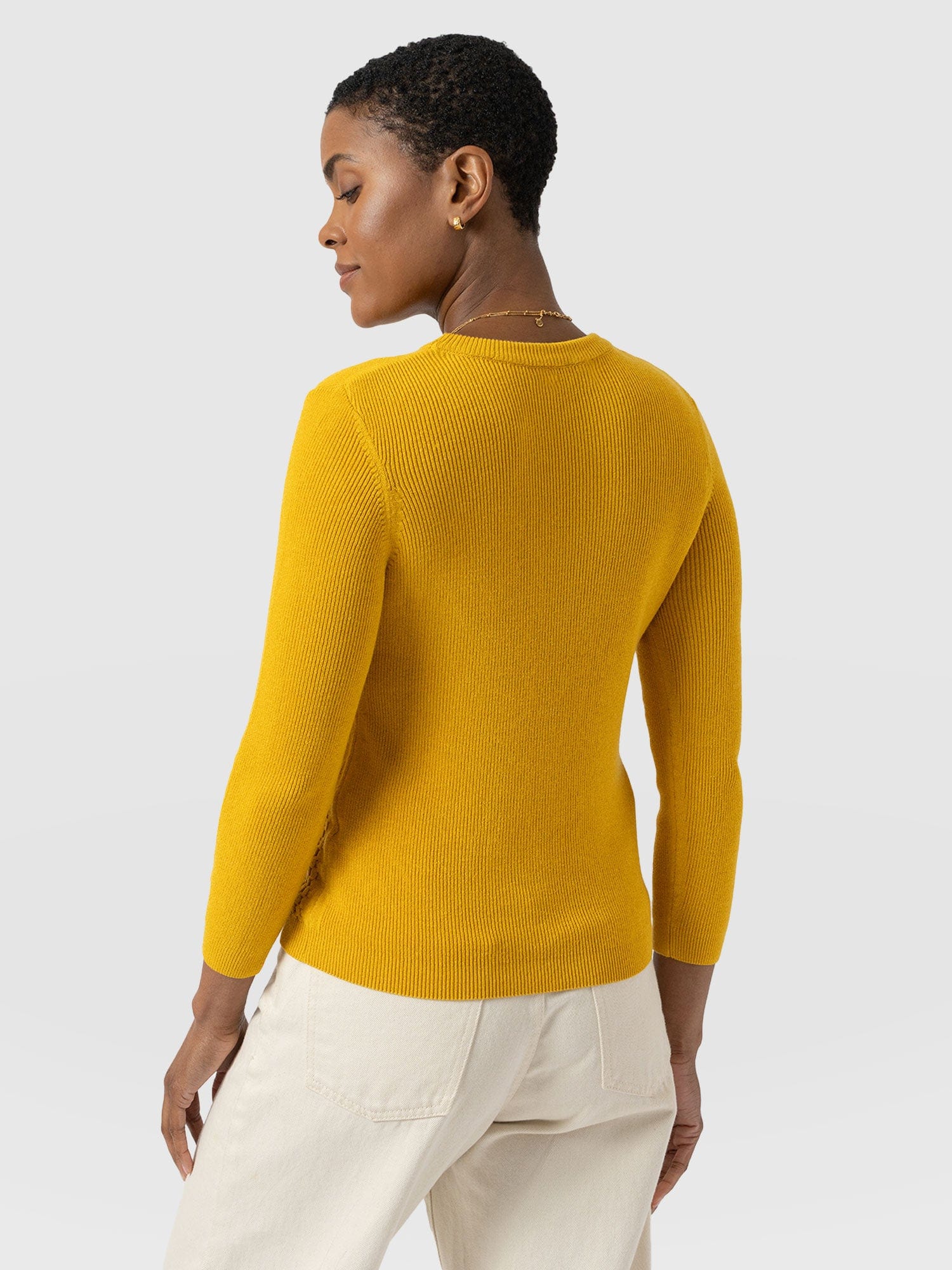 Honeycomb Rib Jumper Yellow - Women's Jumpers | Saint + Sofia® UK