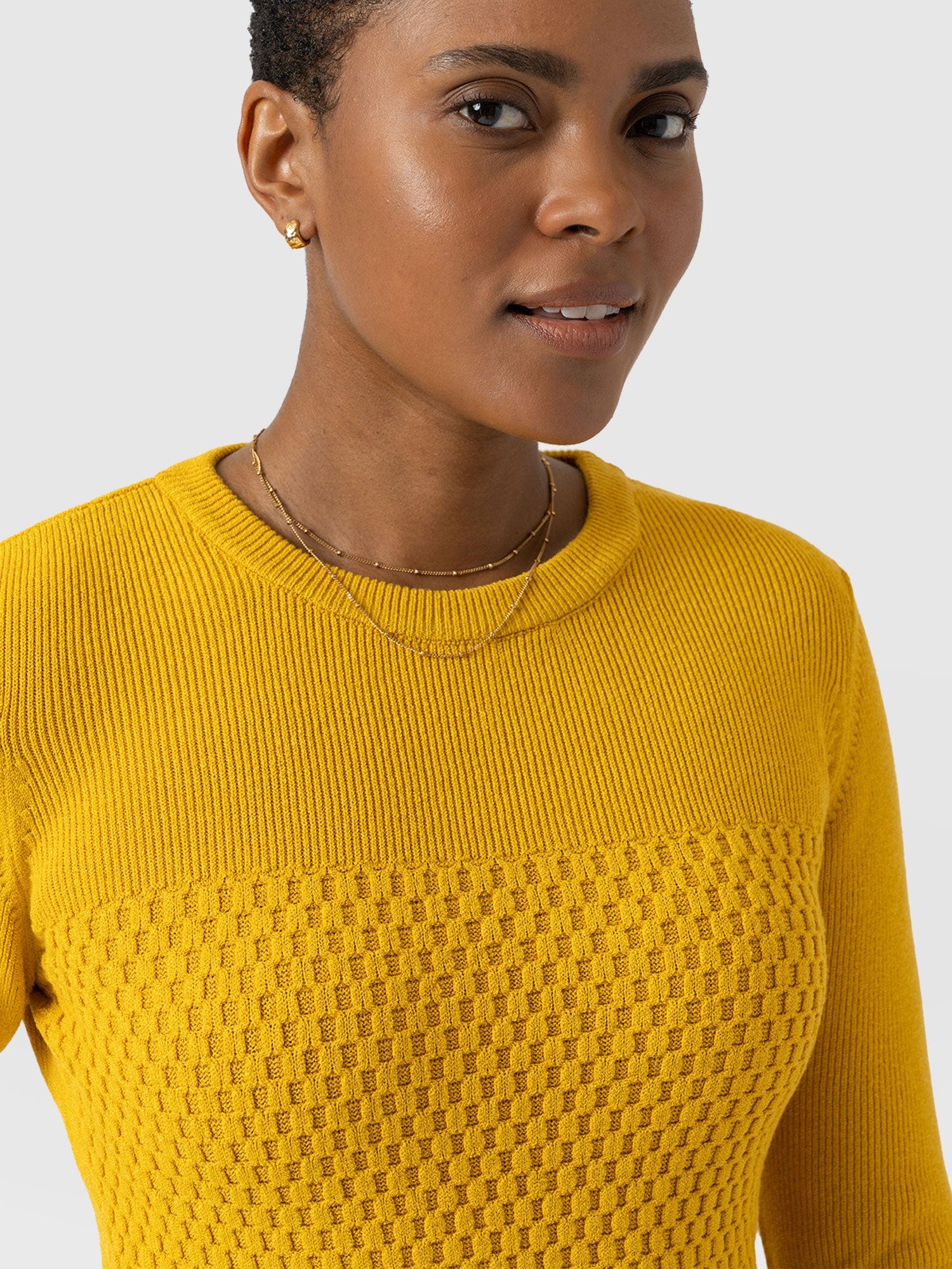 Honeycomb Rib Jumper Yellow - Women's Jumpers | Saint + Sofia® UK