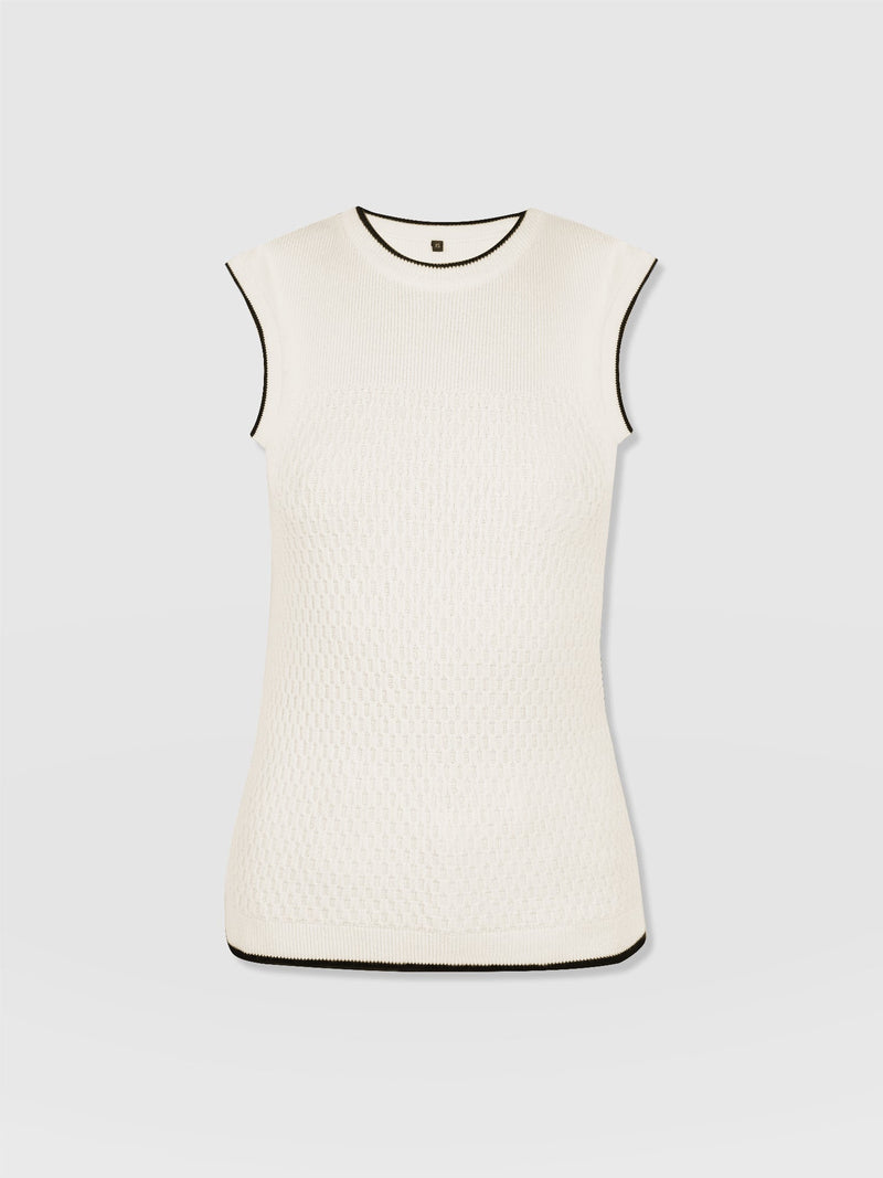 Honeycomb Sleeveless Rib Knit  - Cream